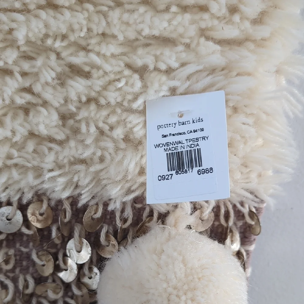 Pottery Barn Kids Cream and Brown Woven Wall Tapestry